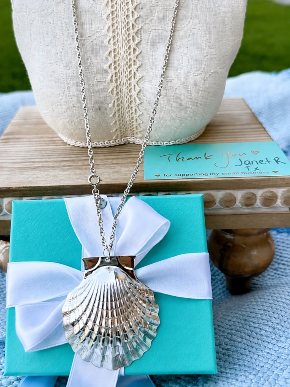 Incredibly RARE Tiffany & Co Makers Shell Pendant Necklace, 24 inch